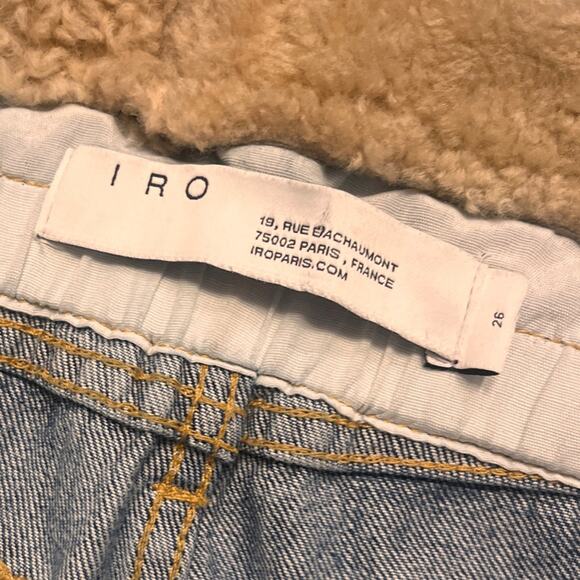 IRO Shearling Fur Trimmed Belted Jeans Size 26 - Picture 3 of 10
